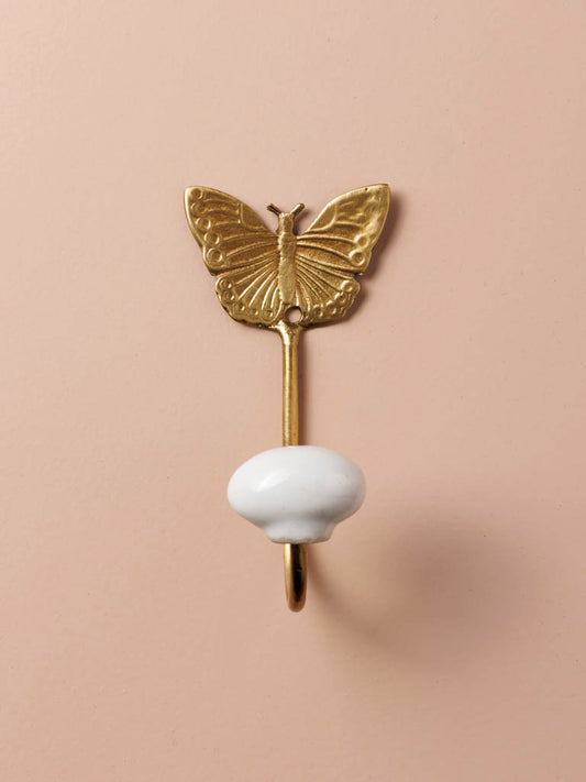 Golden metal butterfly hook with Porcelain end