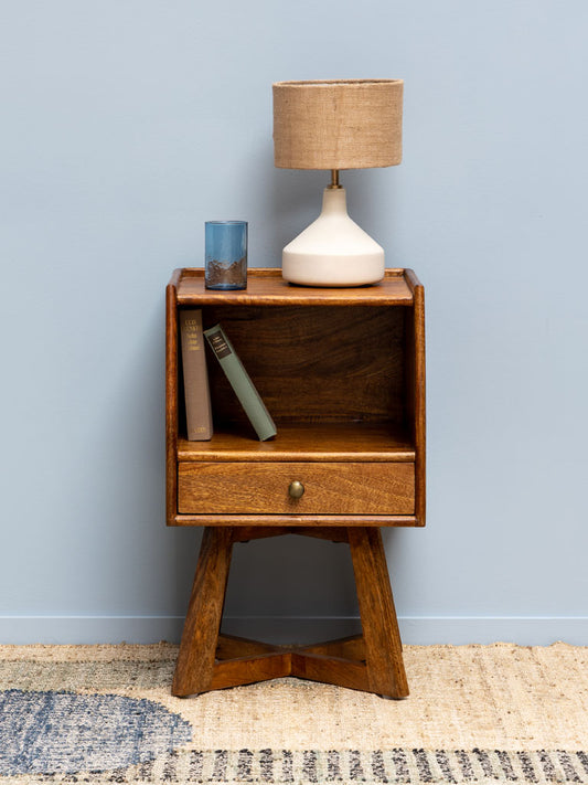 Pedestal Side Table with Drawer