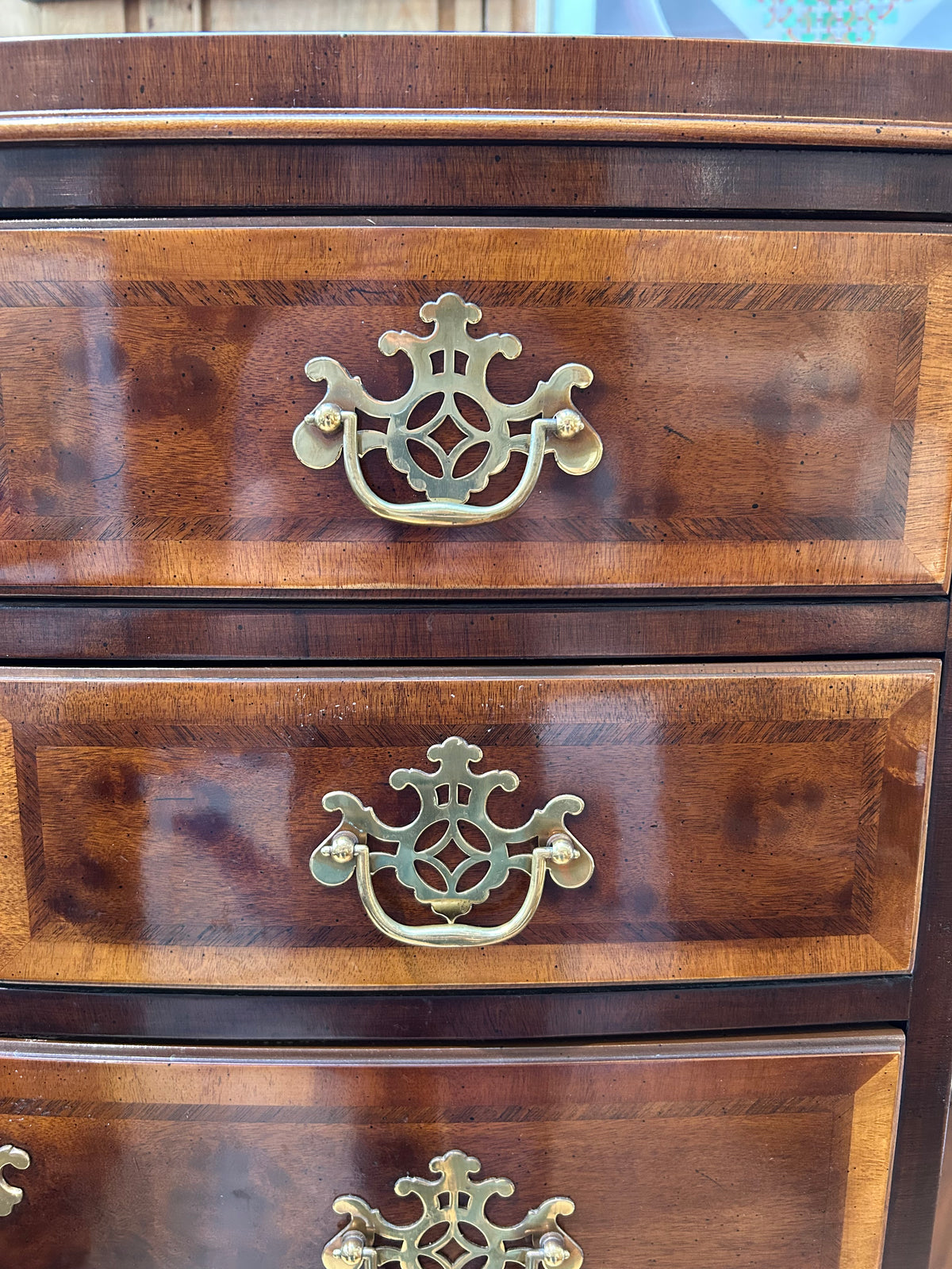 9 Drawer Inlaid Henredon High Chest with Curved Front