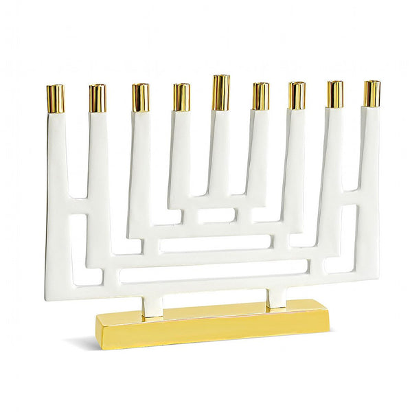 White Enamel Maze Menorah