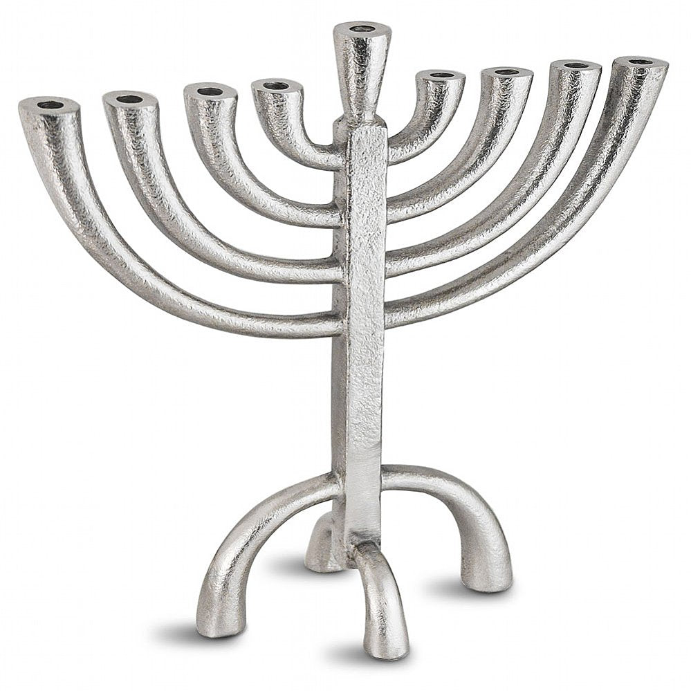 Transitional Menorah with Modern Rough Silver Finish