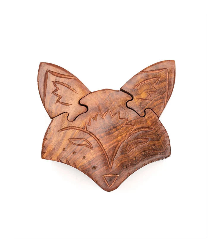 Fox Face Wood Puzzle Box