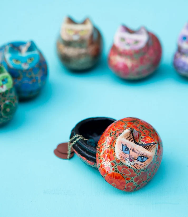 Paradise Cat Paper Mache Box (Assorted-Sold Individually)