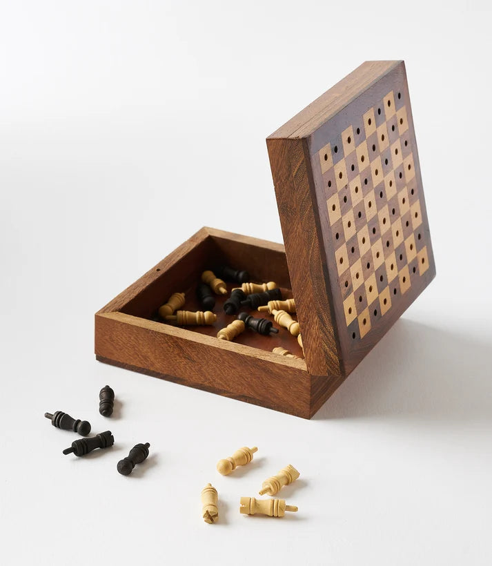 Travel Chess Game with Wood Peg Pieces