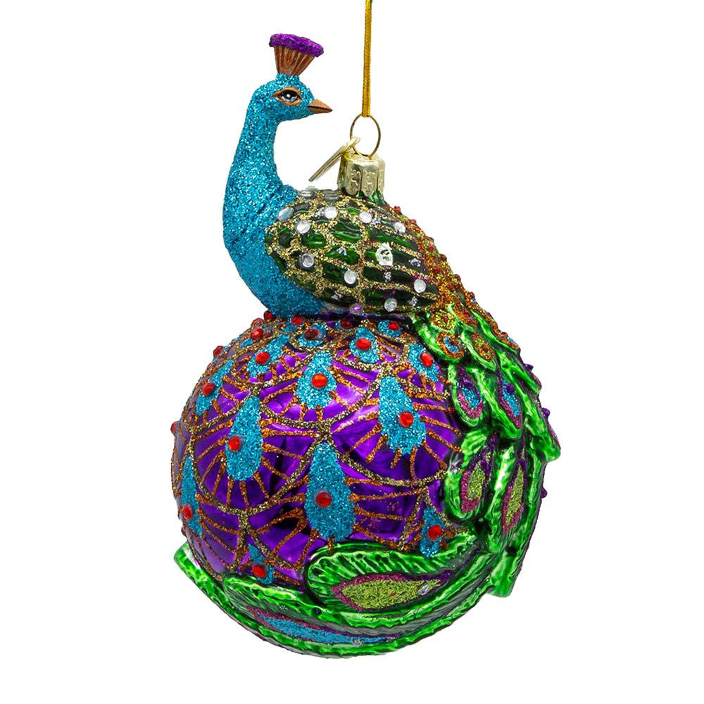 Peacock Glass Ball Ornament