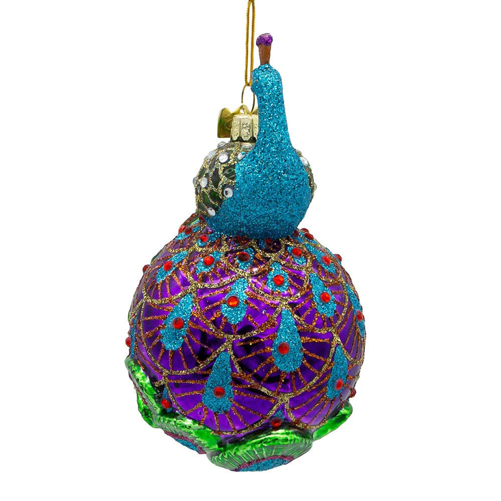 Peacock Glass Ball Ornament