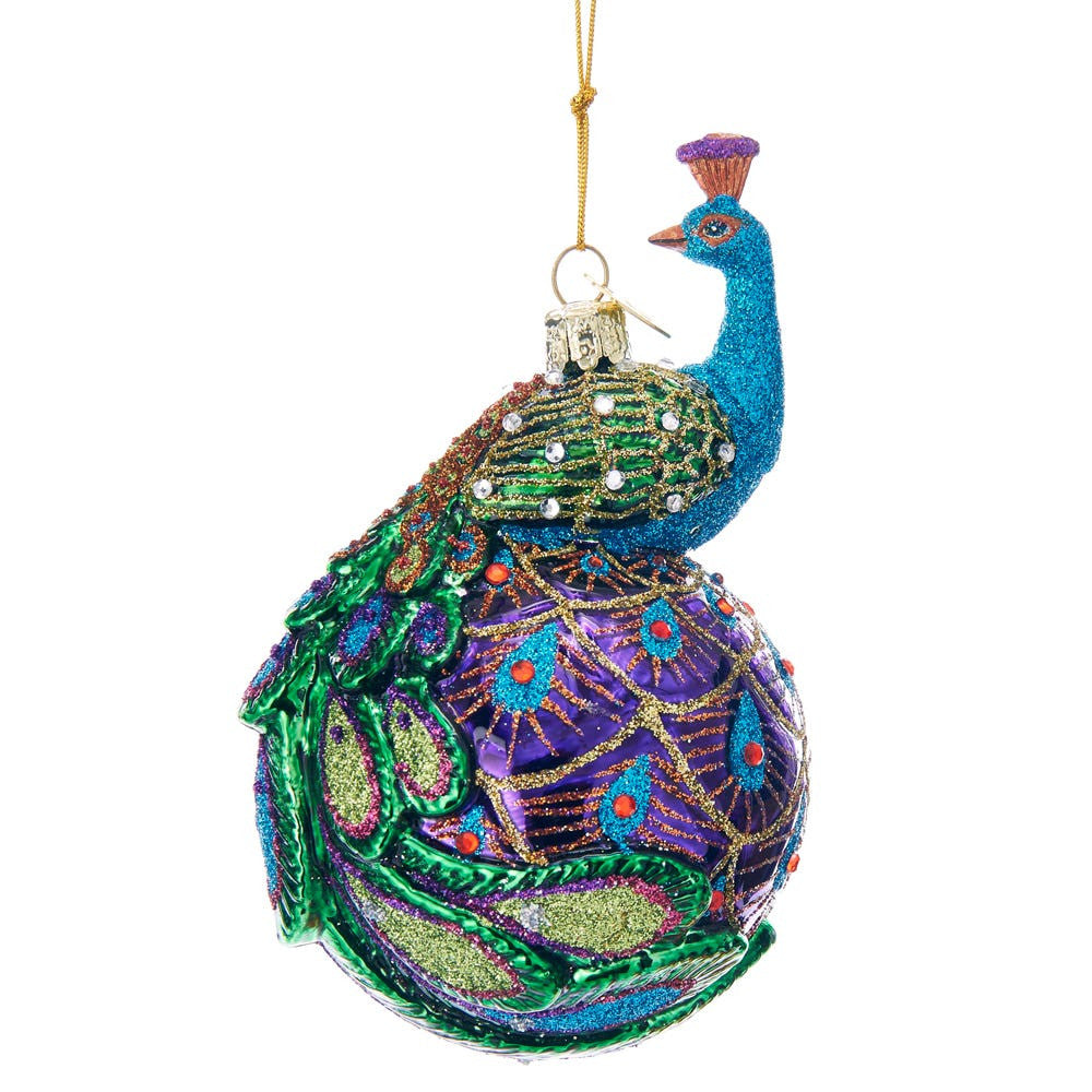 Peacock Glass Ball Ornament