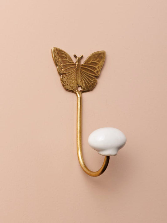 Golden metal butterfly hook with Porcelain end