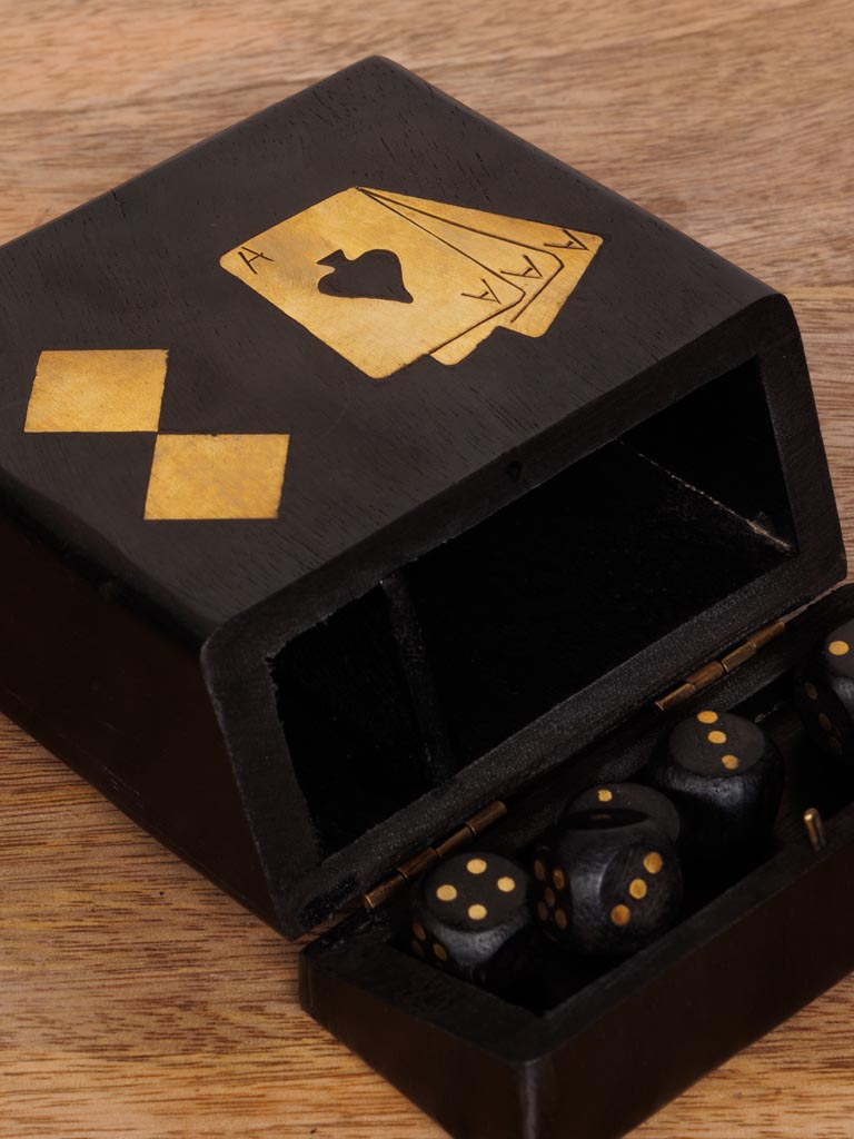 Wood and Brass Deck of Card and Dice Box