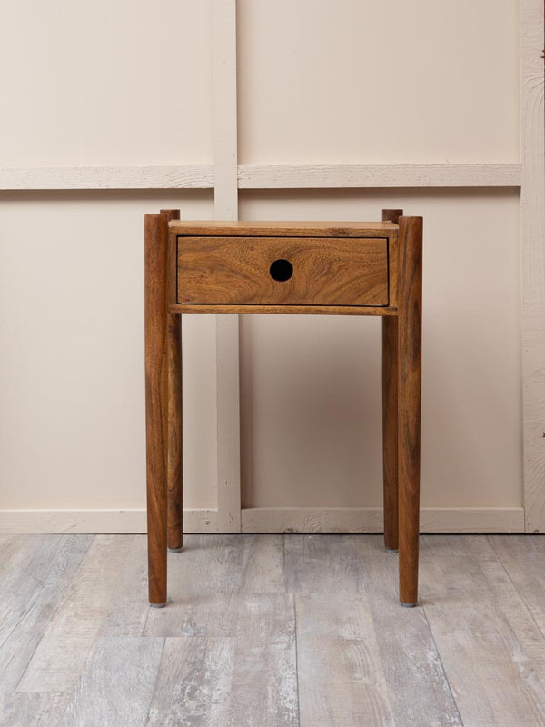 Mango Wood Side Table with Hollowed Pull