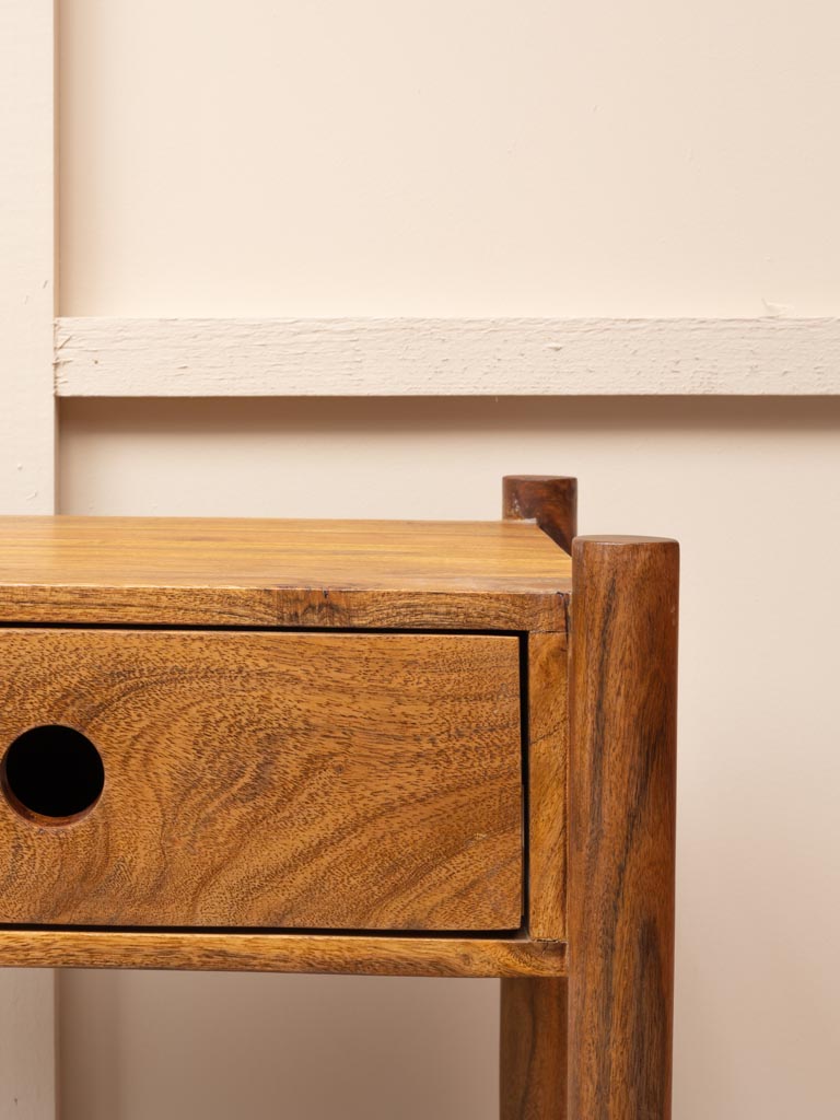 Mango Wood Side Table with Hollowed Pull