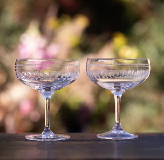 Etched Ovals Cocktail Glass