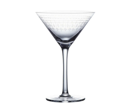 Etched Ovals Crystal Martini Glass