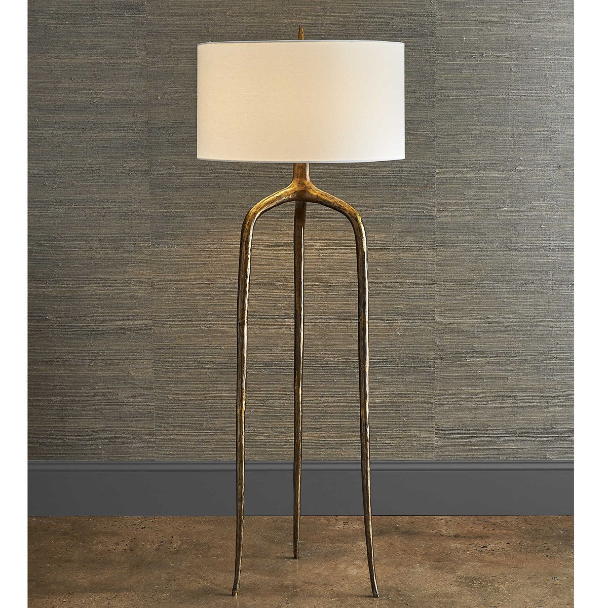 Brass Rustic Tripod Floor Lamp