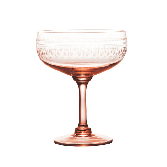 Rose Etched Ovals Cocktail Glass