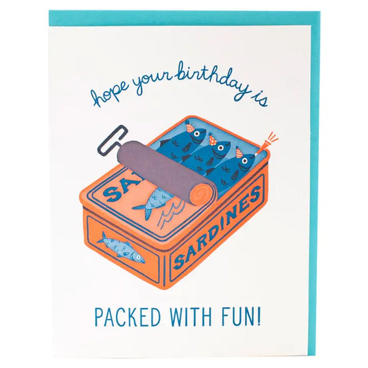 Sardines Packed with Fun Birthday Card