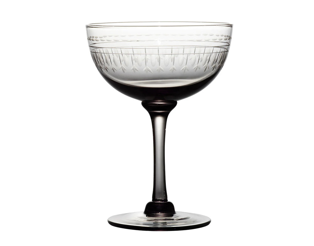 Ovals Design Champagne Saucer Smoky Crystal