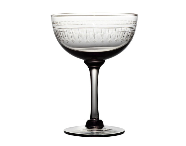 Ovals Design Champagne Saucer Smoky Crystal