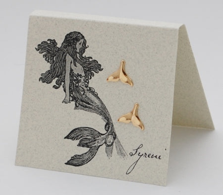 Mermaid Tail Gold Stud Earrings