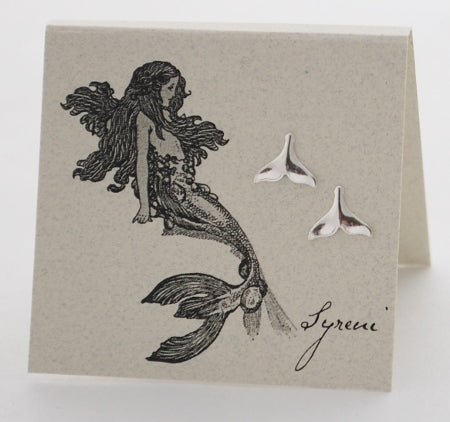 Mermaid Tail Silver Stud Earrings