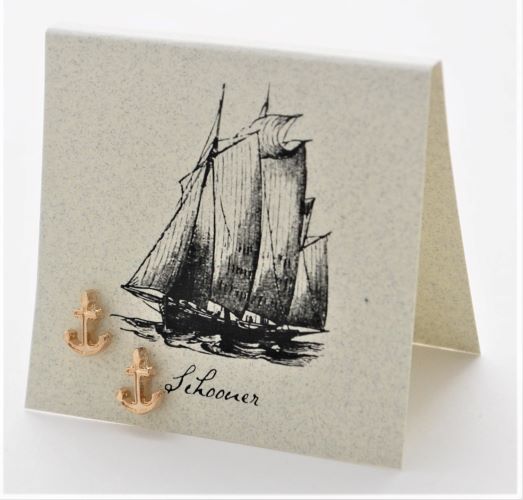 Anchor Gold Stud Earrings
