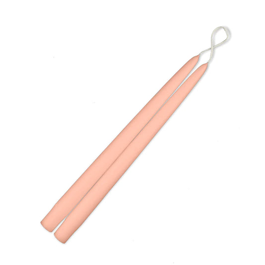 Barely Blush Pair of Taperred Candles with Cigar Band
