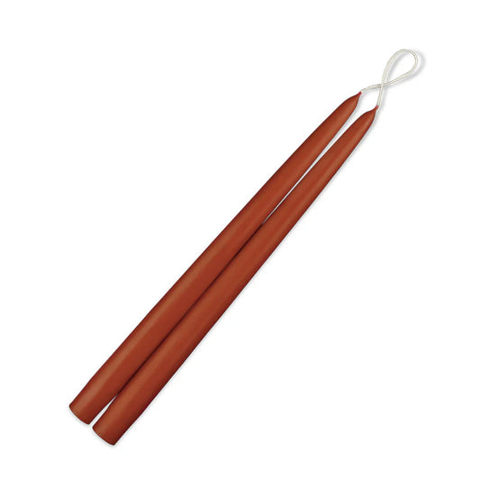 Rust Pair of Tapered Candles with Cigar Band