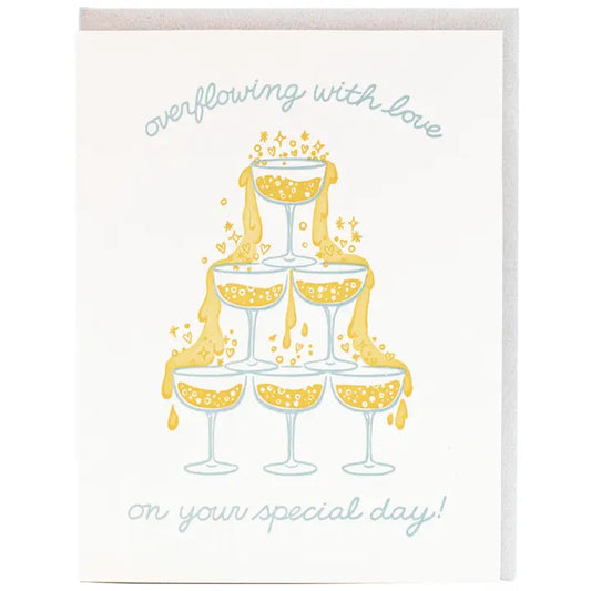 Tower of Champagne Wedding Card