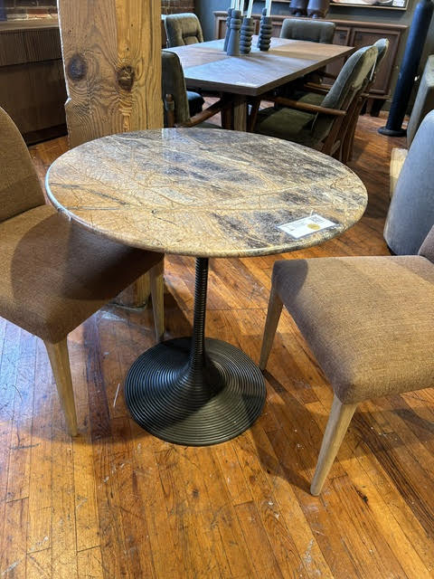 Bidasar Marble and Ribbed Iron Bistro Table