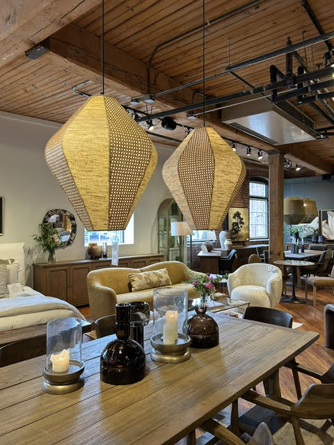 Cotton and Rattan Pendant Light