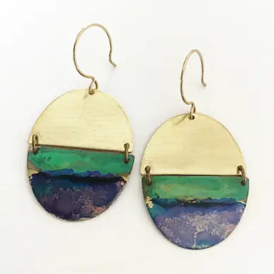 Watercolor Patina 3 Tone Earrings