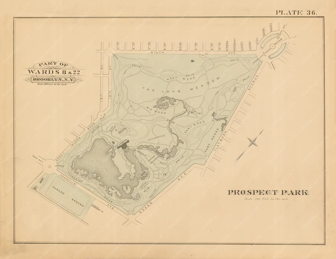 Prospect Park Framed Map